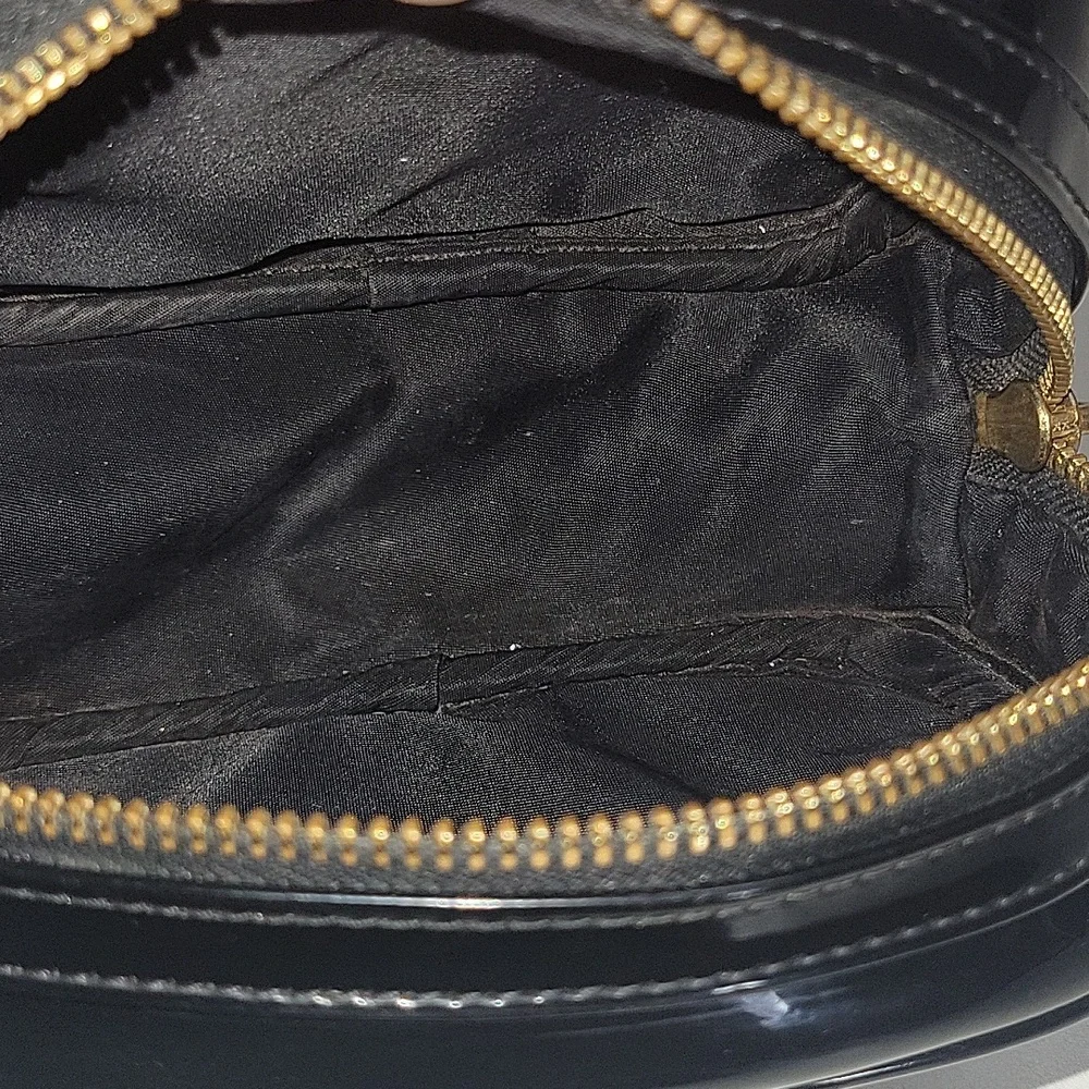 Tory Burch Black Patent Leather Cosmetic Pouch